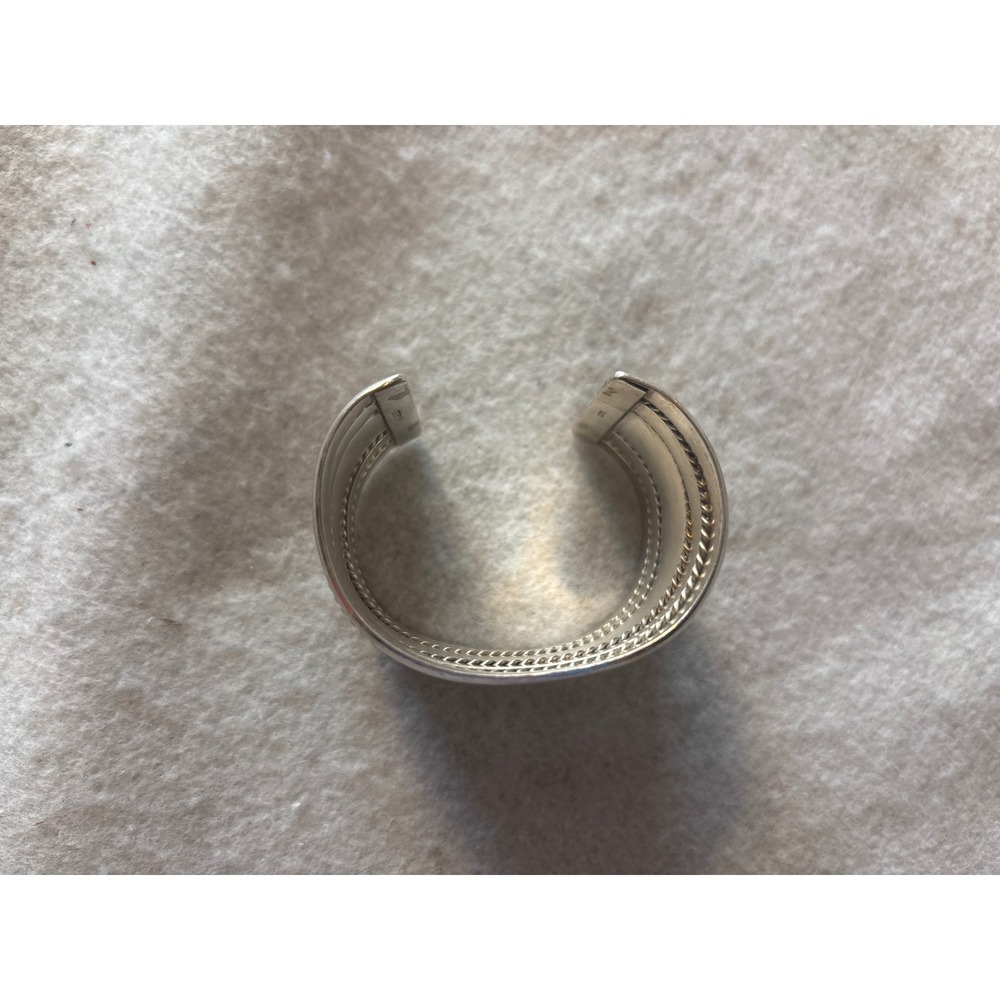 Tahe Sterling Silver Cuff Bracelet Navajo Wide Twisted Rope Band Excellent - Picture 2 of 11